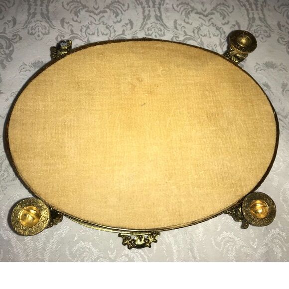 Incredible antique jewelry casket; beveled glass cherub corners gold filigree - Picture 7 of 7